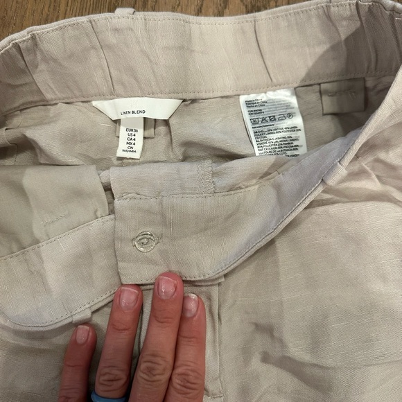 Women's Cream Linen Blend High Waisted Shorts - Picture 8 of 8